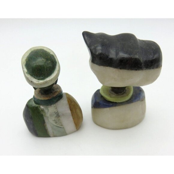 Small STONE BUST Set Colourful Hand Carved in Zimbabwe Africa 3.1" Tall - Picture 3 of 9